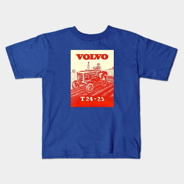 Volvo T24 & T25 Tractors Kids T-Shirt by Desert Owl Designs